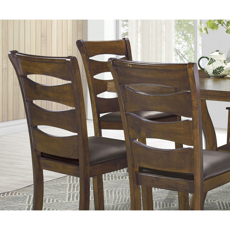 7 pièces de salle à manger avec chaises à feuilles et en similicuir autoportantes - table en bois brun 6 pièces