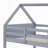 Twin Over Twin House Floor Bunk Bed With Headboards, Footboards And Guardrails, Ladder-1608030987
