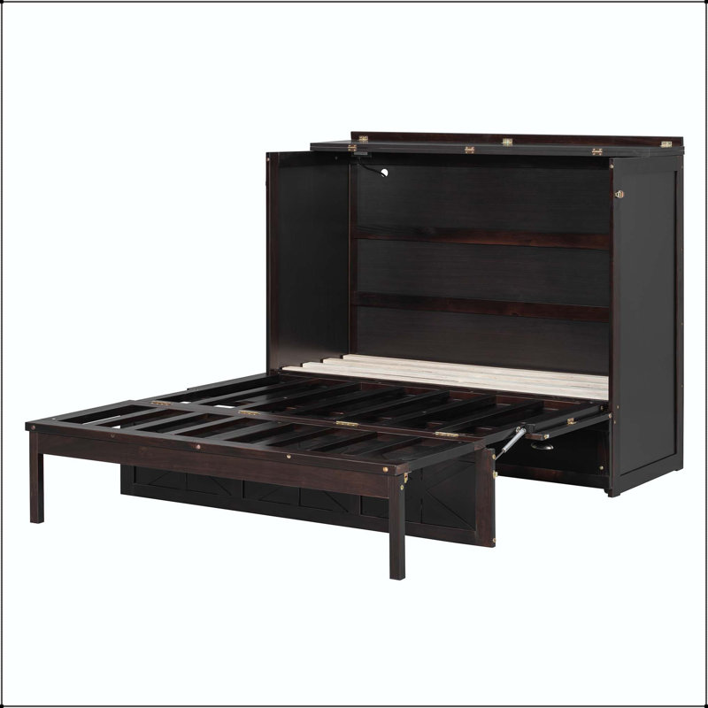 Lit escamotable double avec grands tiroirs, Espresso