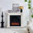 Beige Solid Wood Electric Fireplace