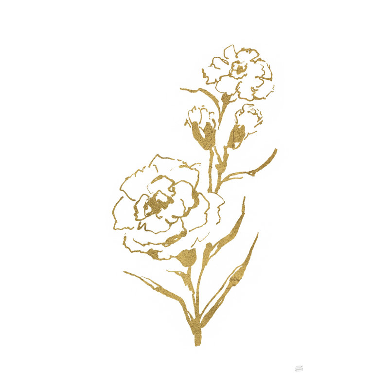 Gold Line Carnation III - impression sur toile tendue, H 30 po x l 20 po, White Single Picture Framed, Oui