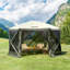 Tente pour abri de jardin Pop Up, abri de soleil avec auvent à 6 côtés avec 6 toiles d'intimité amovibles et fenêtres en filet, tente écran rapide 12 x 12 pi avec moustiquaire-100518153-100518152