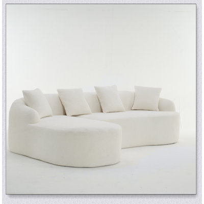 Versatile Wood Grain Chenille Fabric Sofa with Chaise and Pillows, Perfect for Comfort and Style in Any Home