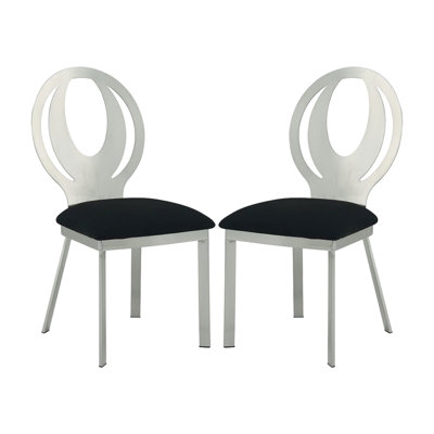 De 2 chaises d'appoint en microfibre et en métal, argent noir, dossier ovale, siège rembourré, pour salle à manger 2 et chaise, argent noir, rembourré