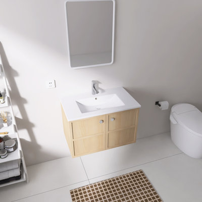 Meuble-lavabo mural simple 30 po avec lavabo en céramique Jubbels