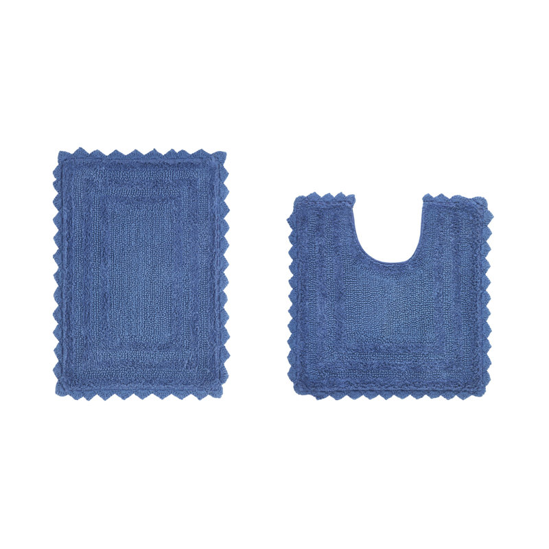 Rasika 100% Cotton Tufted 2 Piece Bathroom Rug Set, Reversible, Super Absorbent & Extra Soft Machine Washable Bath Rug Ideal for Shower & Tub Areas