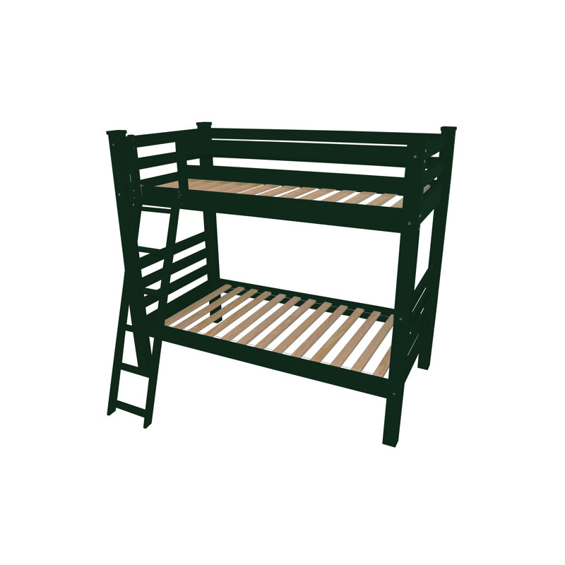 Lit standard en bois massif Jahvon, Double, Vert foncé