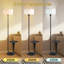 Lampe sur pied moderne noire avec base de style table et abat-jour en lin (fonctionnement à pédale idéal pour toutes les pièces) (avec ampoule E26 * 1)