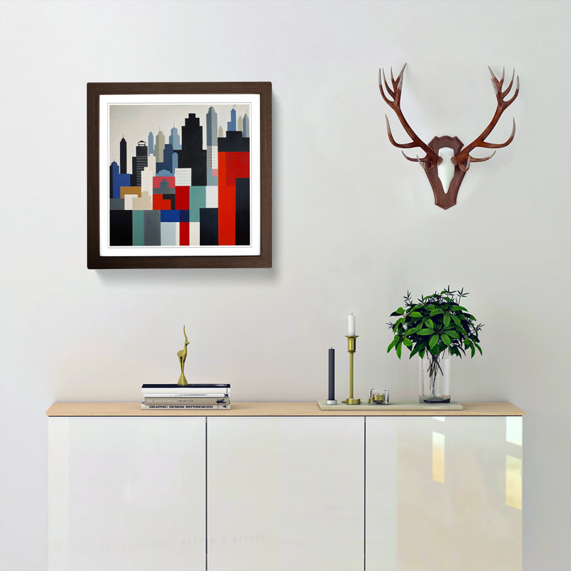 City Of Hong Kong Suprematism - Framed Print, Walnut