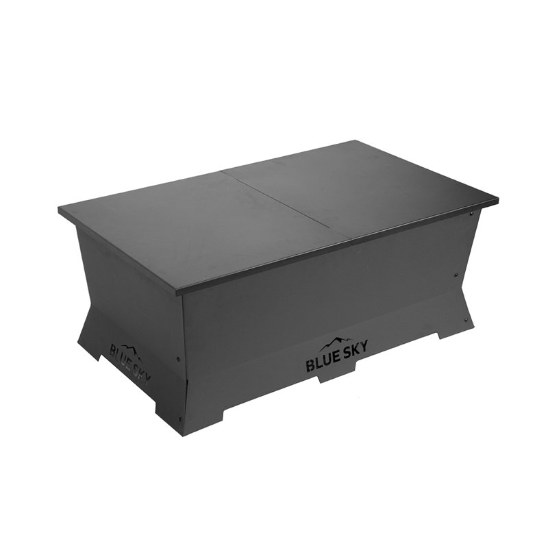 Black Steel Rectangle Fire Pit Lid with Drainage Design