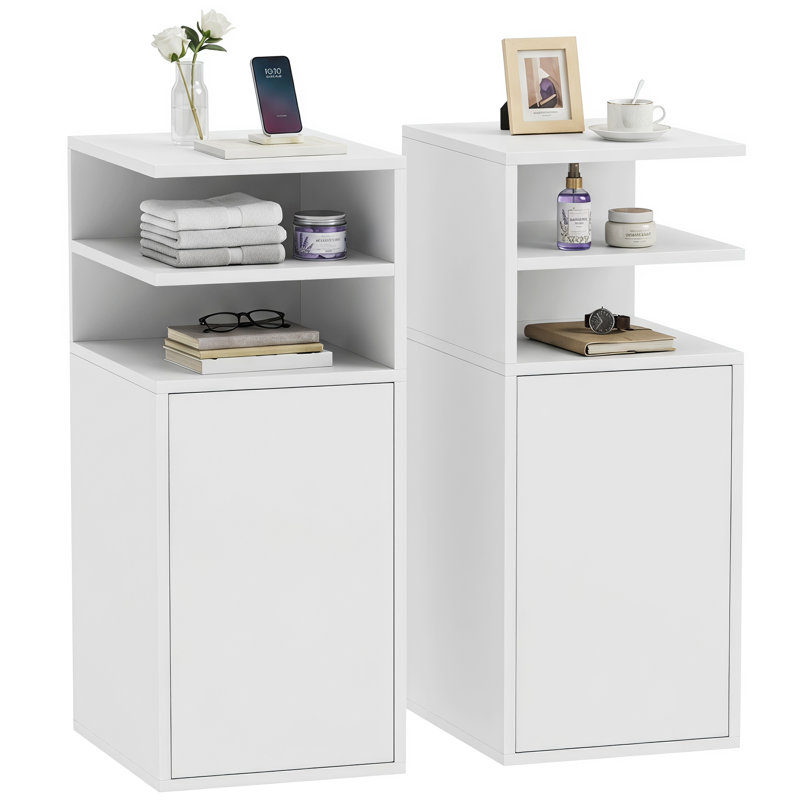 25 cm W Particle Board Bedside Table, White