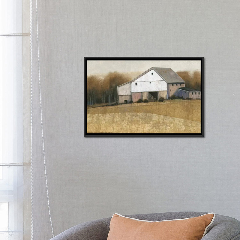 « white grange view i », reproduction de photo sur toile, H 18 po x l 26 po x P 1,5 po, Toile avec cadre noir