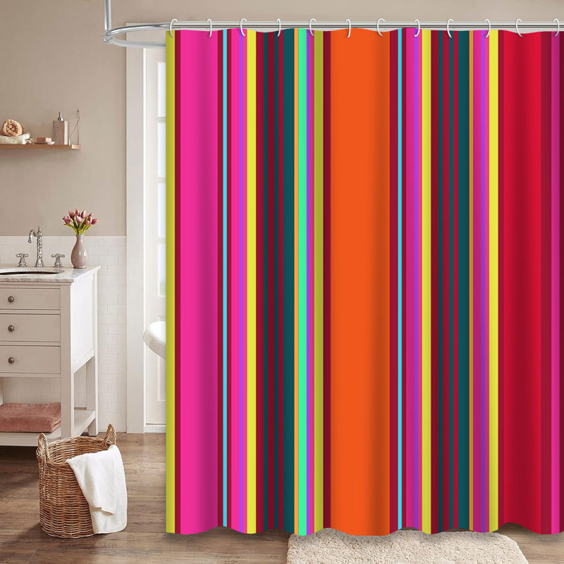 Rideau de douche arc-en-ciel avec 12 crochets, L 72 po x l 72 po