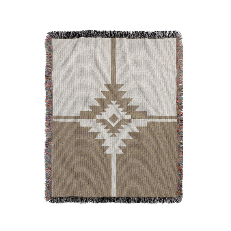 Jeté en mélange de coton Asko South Western, Beige / blanc cassé, L 70 po x l 50 po