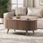 Table basse ovale avec plateau relevable, table centrale cannelée de 42,5 po avec compartiment caché et pieds en bois massif, tables basses décoratives de style Mid-Century pour le salon, appartement, noyer-1425173872