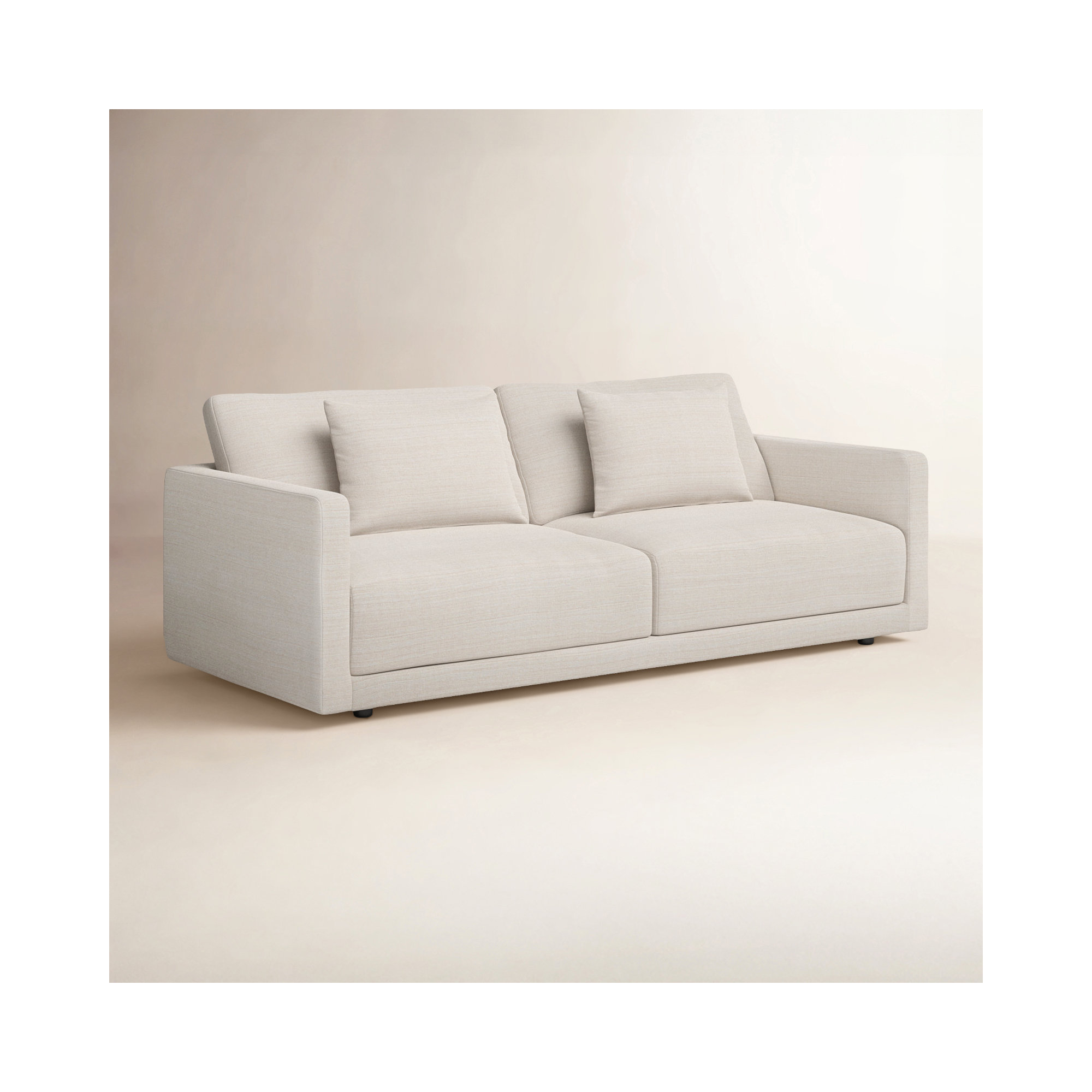Kenji 84'' Upholstered Sofa, Cream Performance Basketweave