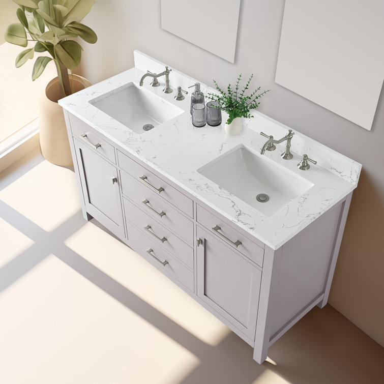 Ajhane 60'' Double Bathroom Vanity with Engineered Stone Top