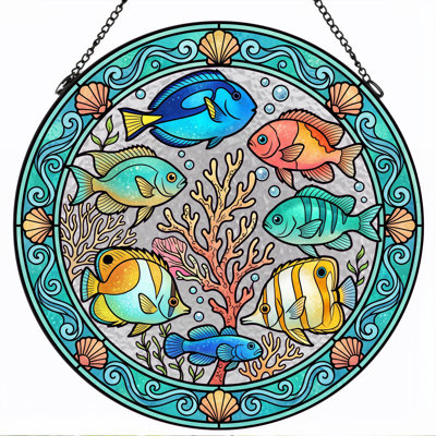 Panneau de vitrail Tropical Fish - 7,8H