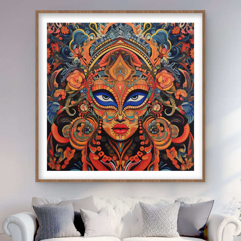 Aztec Face - Reproduction matte encadrée pour femme