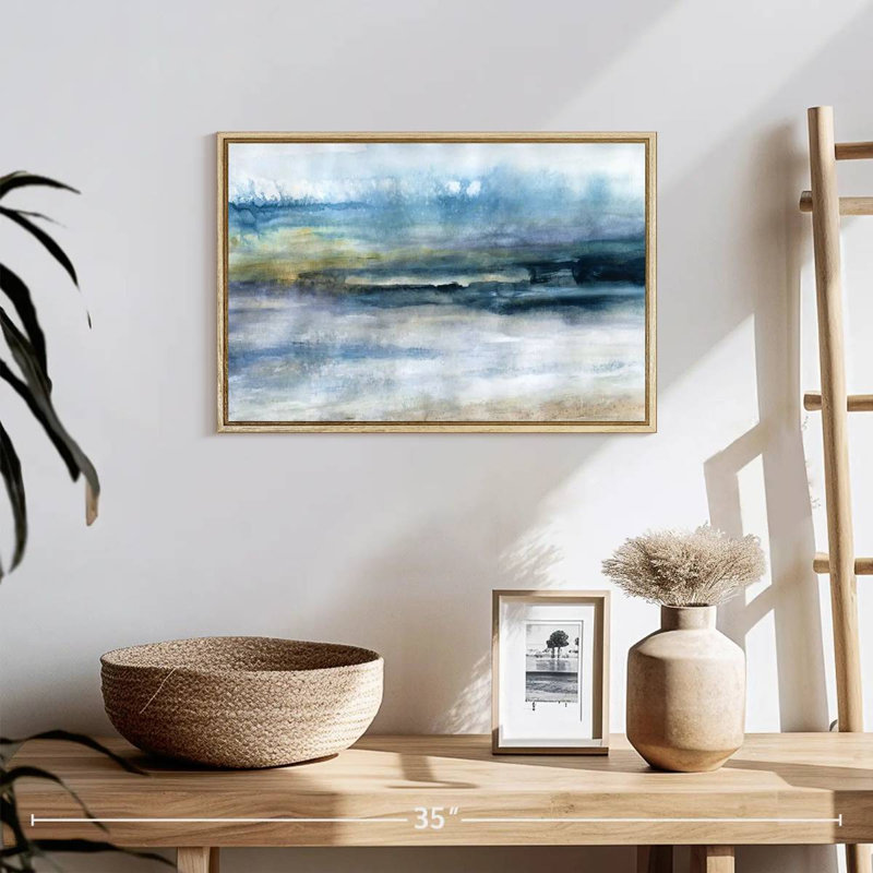 Vent et eau II, Cadre flottant en bois naturel, 19 po x 13 po