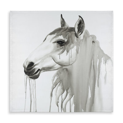 Beautiful White Horse Tablecloth | Farmhouse Black Decor