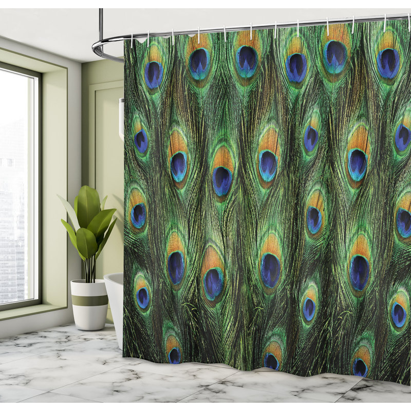 Ensemble de rideau de douche et crochets peacock, H 70 po x l 69 po