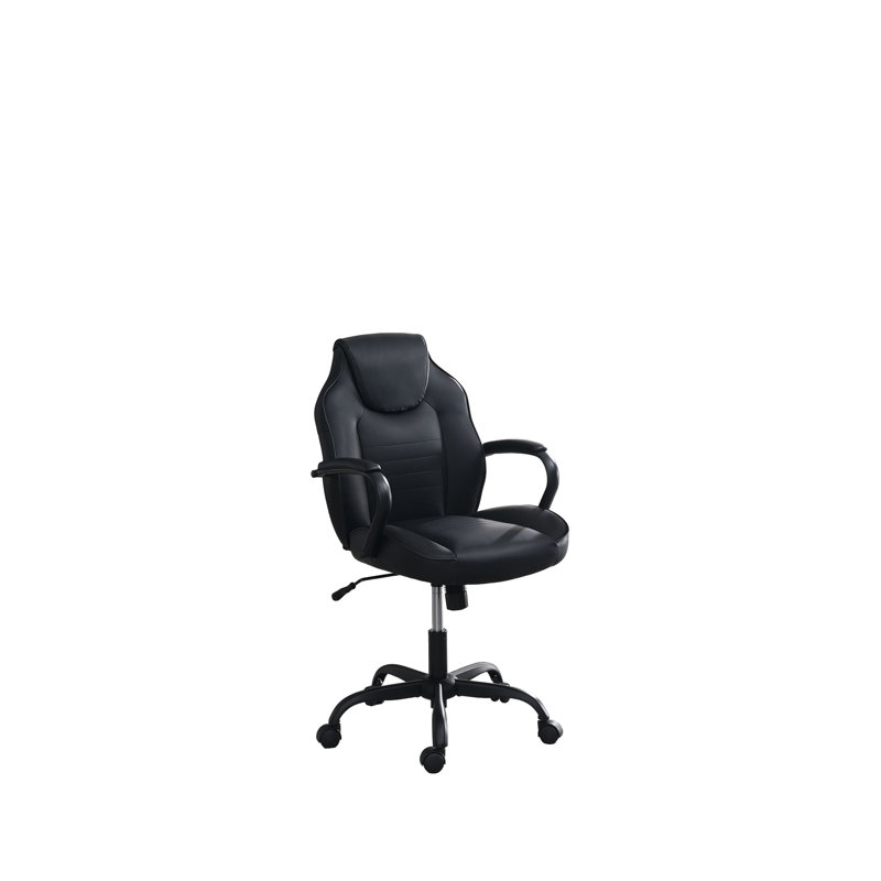 Chaise de bureau en similicuir noir, Noir