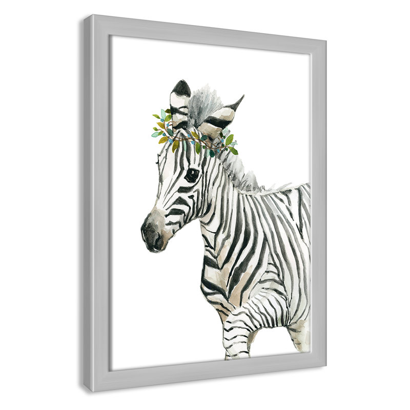 «Savannah Zebra», art encadré, H 15 po x l 11 po x P 1,18 po, Cadre argenté