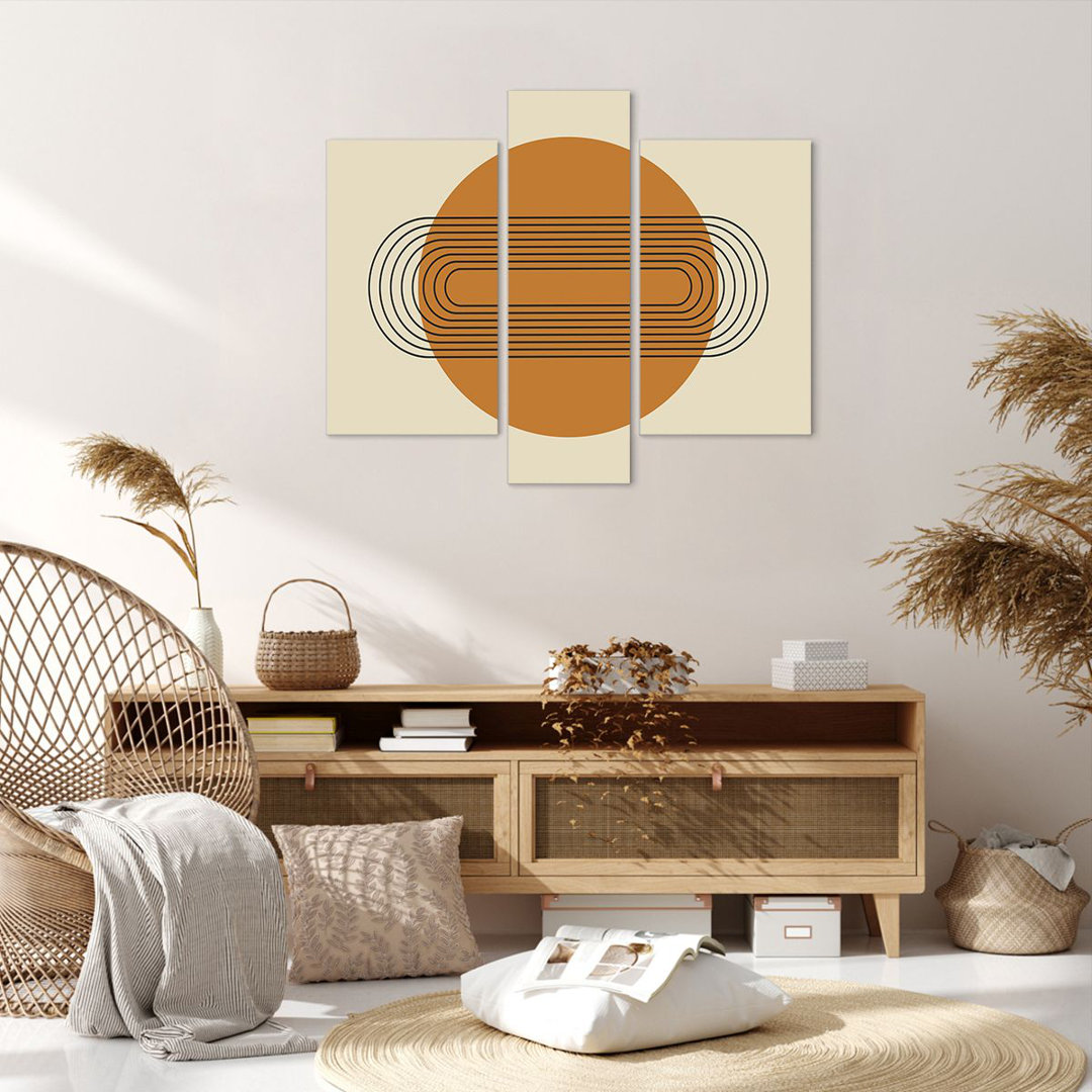 3-tlg. Leinwandbilder-Set Piece Geometric Orange