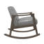 Chaise berçante Mid-Century moderne en similicuir gris avec structure en bois d'hévéa massif et dossier capitonné