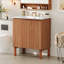 Meuble-lavabo moderne avec lavabo en céramique, conception minimaliste, grand rangement et fabrication durable pour des salles de bain élégantes