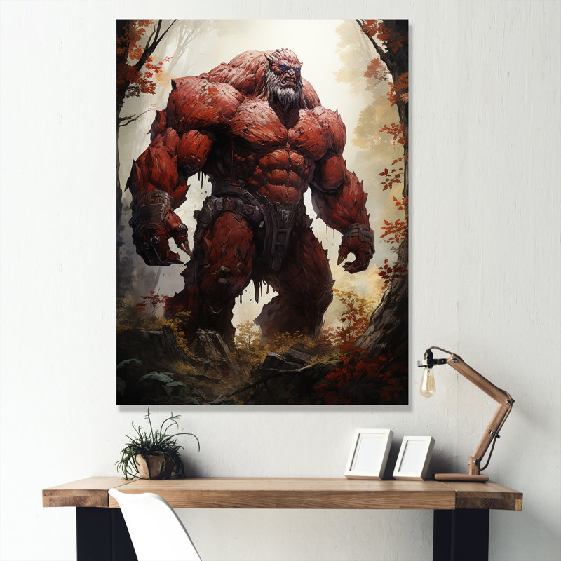 Mystic bourgogne forêt géant sur toile, Encadrement doré, H 32 po x l 24 po