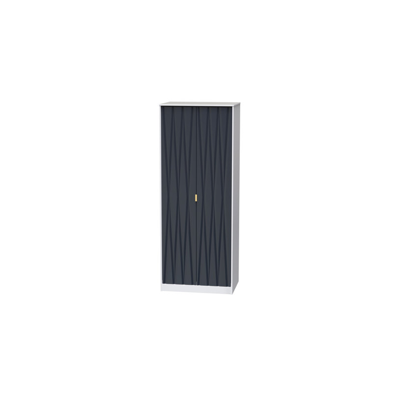 Fully Assembled Fellgren Diamond 2 Door Wardrobe, Indigo / White Matt Veneer