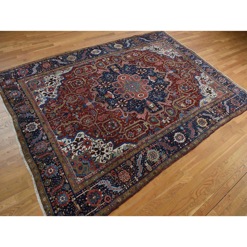 Tapis en laine douce zoroastrienne rouge antique en relief 8 pi 3 po x 11 pi 9 po B0FE926ADD5F42EE83A56DA6212249A4