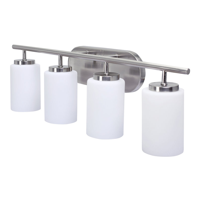 Éclairage pour salle de bain 4 lumières DEL en verre opale givré, ampoule non incluse, H 8,5 po x l 27,5 po x P 5,63 po