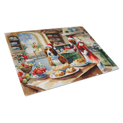 Planche à découper en verre Basset Hound Christmas Cookies
