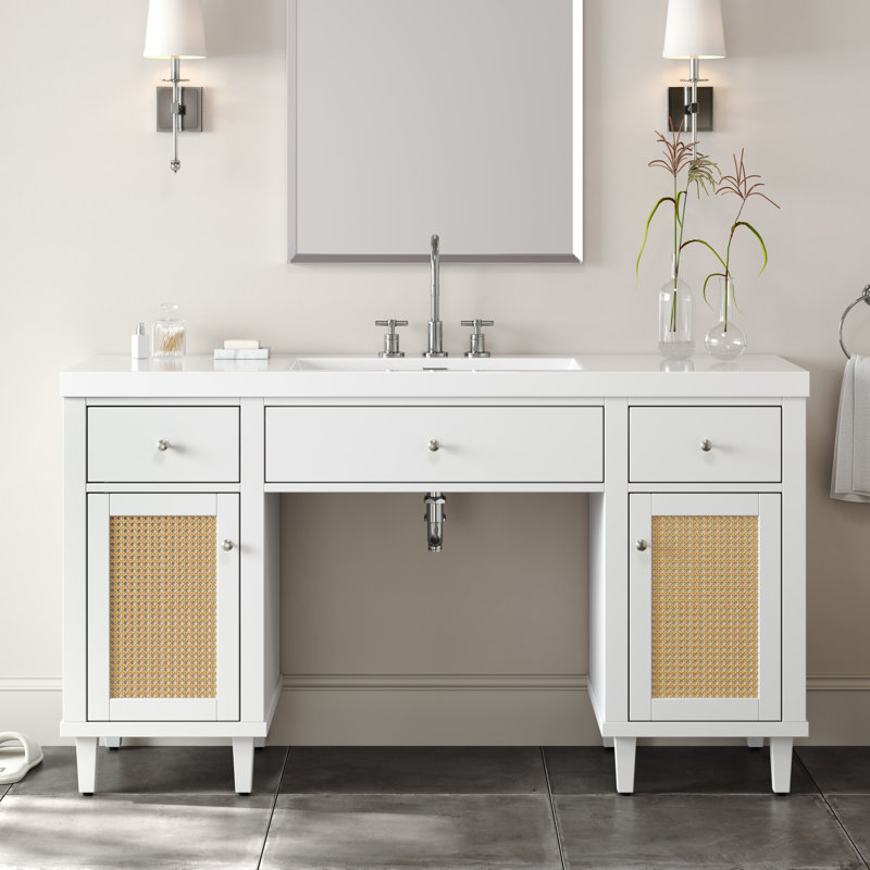 Meuble-lavabo simple 60 po avec lavabo SMC, Blanc
