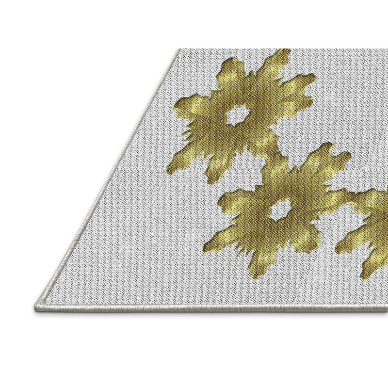Tapis vert/blanc cassé tissé à la machine, Rectangle 5 pi x 8 pi