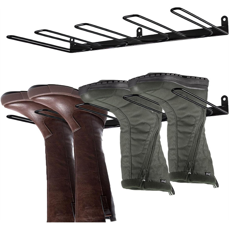 Rebrilliant Wall Mount Boot Rack for 4 Pairs, Sturdy Metal Boot Holder ...