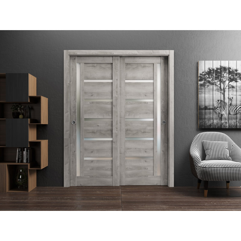 Portes à panneaux coulissantes à panneaux Quadro, 72 po x 96 po, Gris Nebraska