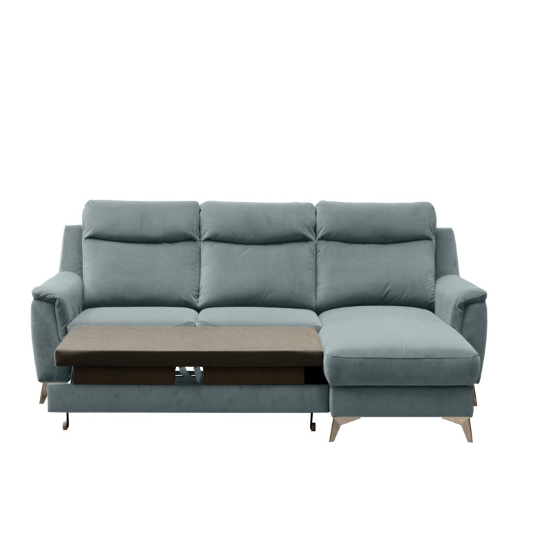 Izola 3 Seater Velvet Sofa Bed, Ashen, Right Hand Facing