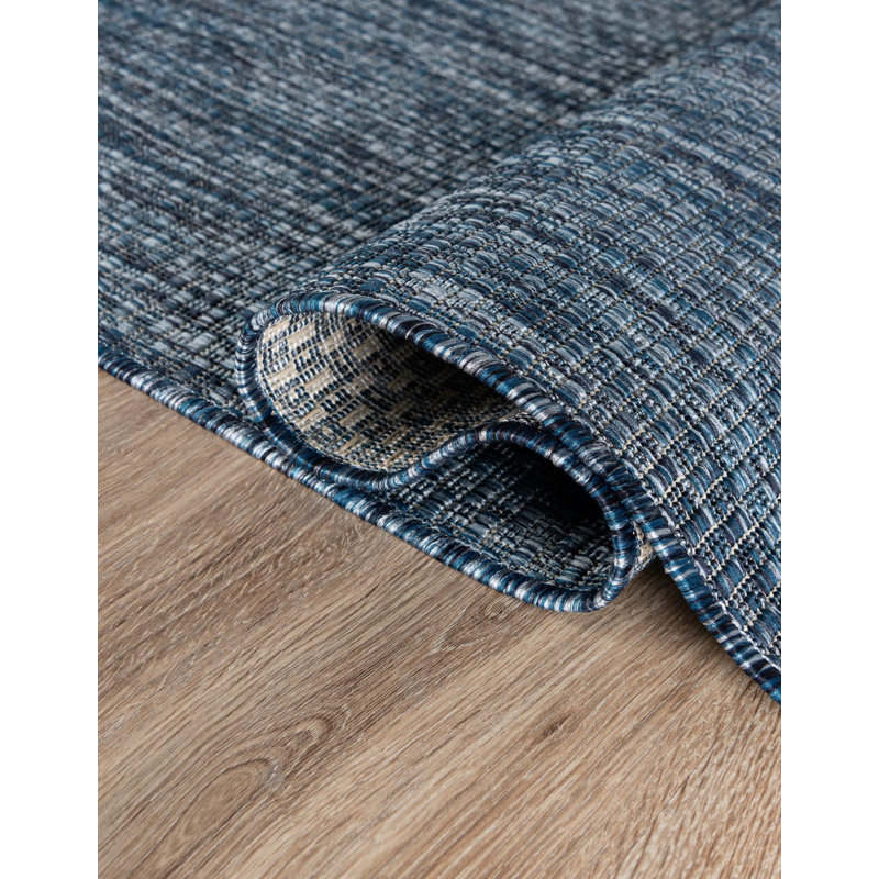 Tapis intérieur / extérieur bleu Avaughn, Tapis de couloir 2 pi x 4 pi 1 po