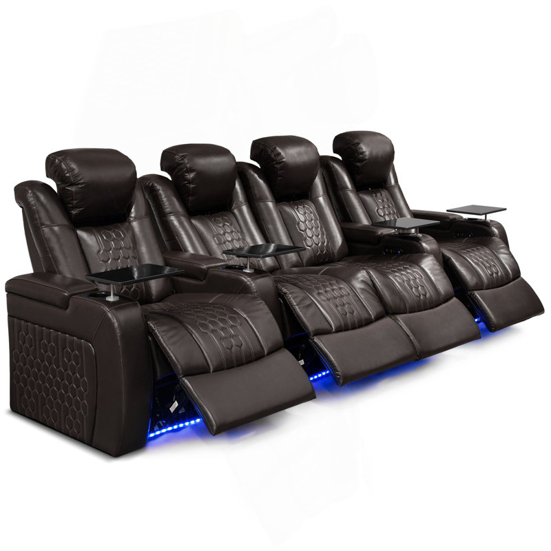 124.4"With Power Recliner Function 4 PC Made Withtop-Grain Nappa,Fully Adjustable Relaxation,Smart Charging,Dynamic RGB With LED Light Lighting