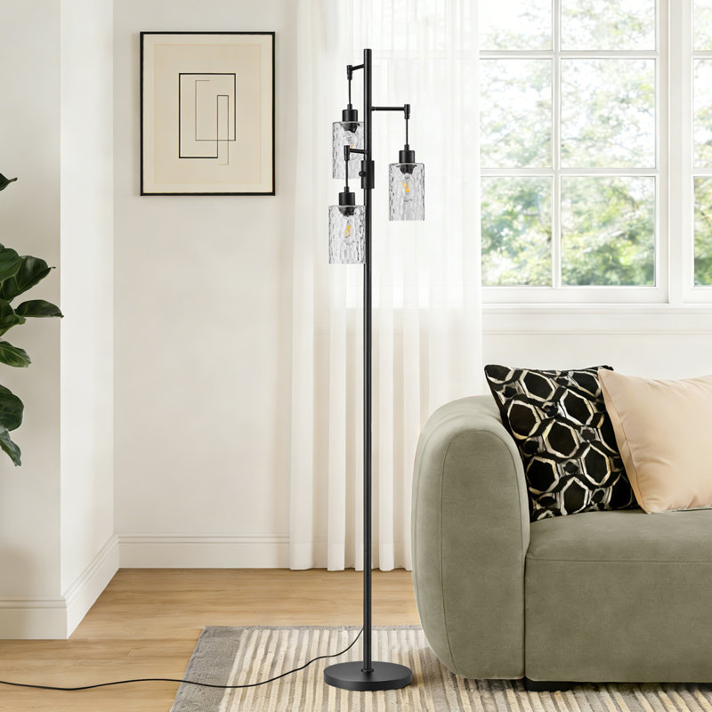 Lampe sur pied 70 po à intensité variable moderne avec interrupteur rotatif, 3 ampoules incluses