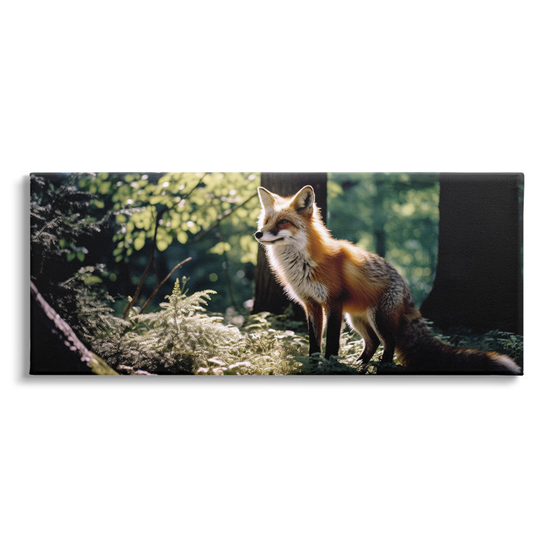 Renard dans la forêt ensoleillée par Ray Powers, H 13 po x l 30 po x P 1,5 po