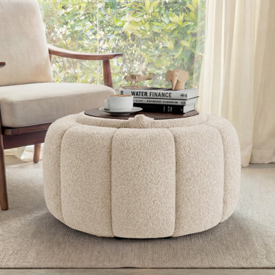 27.2'' Upholstered Round Storage Ottoman