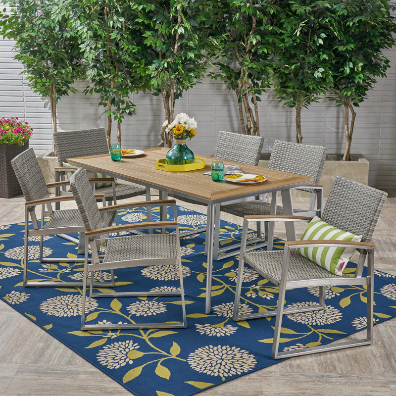 Scates 6 - Person Patio Dining Set Rectangular Table
