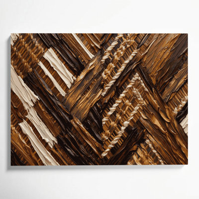 Hawaiian Lauhala Weaving Brown Canvas Wall Art