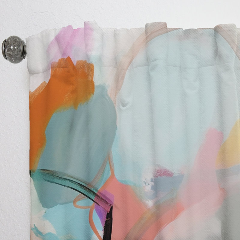 Rideau en velours rose foncé et bleu minimalisme Fluidité V - obscurcissant - 1 panneau, L 52 po x L 120 po