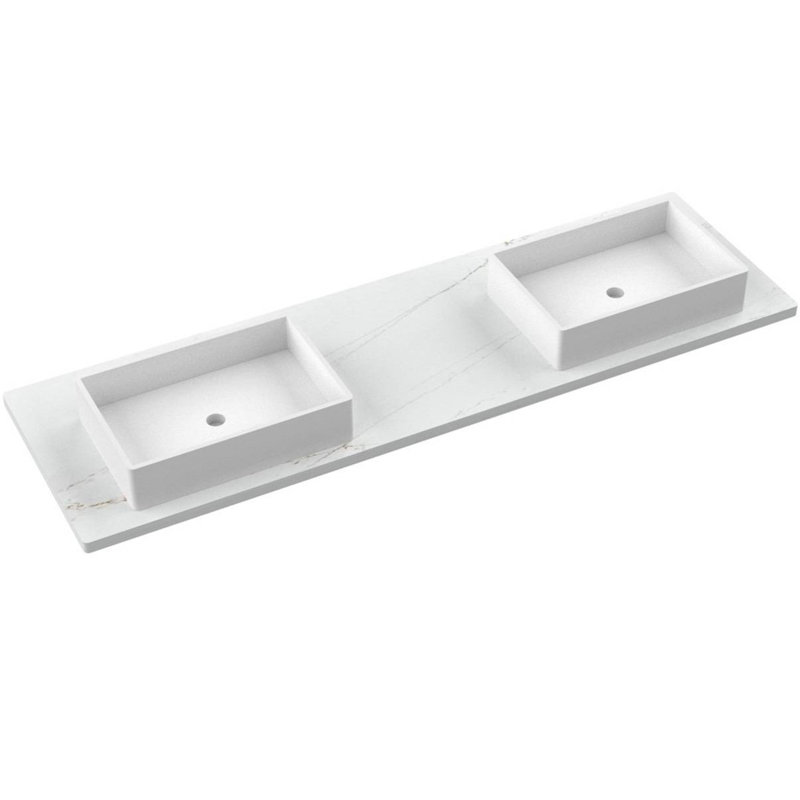 Gilded Double Bath Floating Vanity, Noir, 72"
